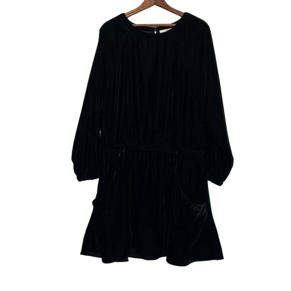Universal Thread NWOT Long Sleeve Velvet Pockets Mini A-Line Dress Black Sz XXL - Picture 1 of 8